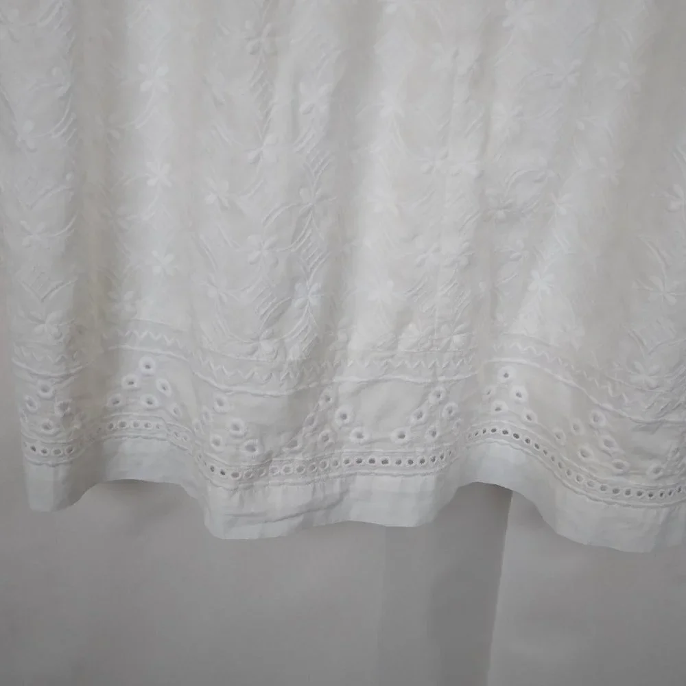 Talbots | Embroidered Eyelet Sheath Sleeveless Ivory White Dress | Size 18 - Picture 8 of 13